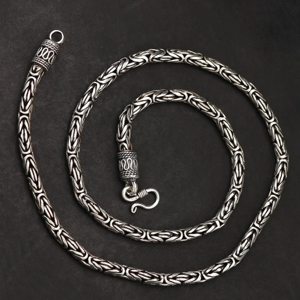 Königskette 925 Silber 4 mm runde massive Kette