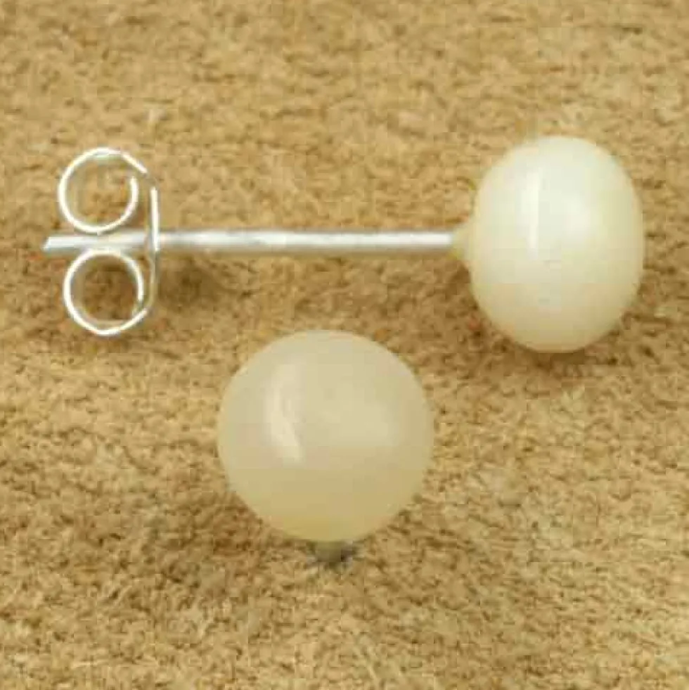 Knochen Kugel Ohrstecker 925 Silber Ohrschmuck