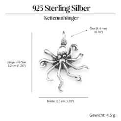 Krake Schmuck Anhänger für Kette 925 Silber