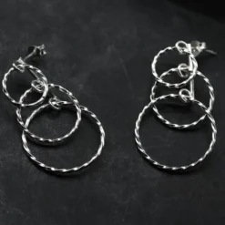 Kreise 3er 925 Silber Ohrstecker Ohrschmuck