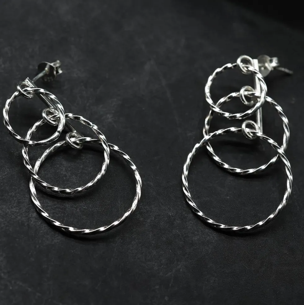 Kreise 3er 925 Silber Ohrstecker Ohrschmuck
