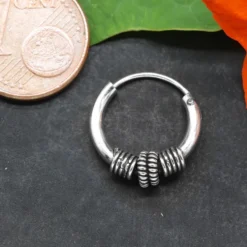 Kreole 925 Silber verziert 14 mm 2mm