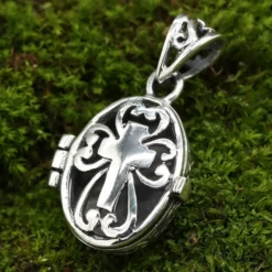 Kreuz Gothic Medaillon 925er Silber durchbrochenes Muster