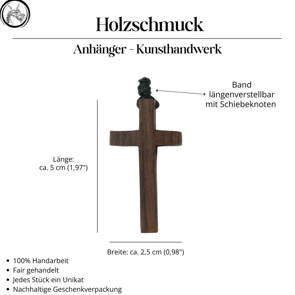 Kreuz Holzschmuck christlicher Schmuck Kettenanhänger