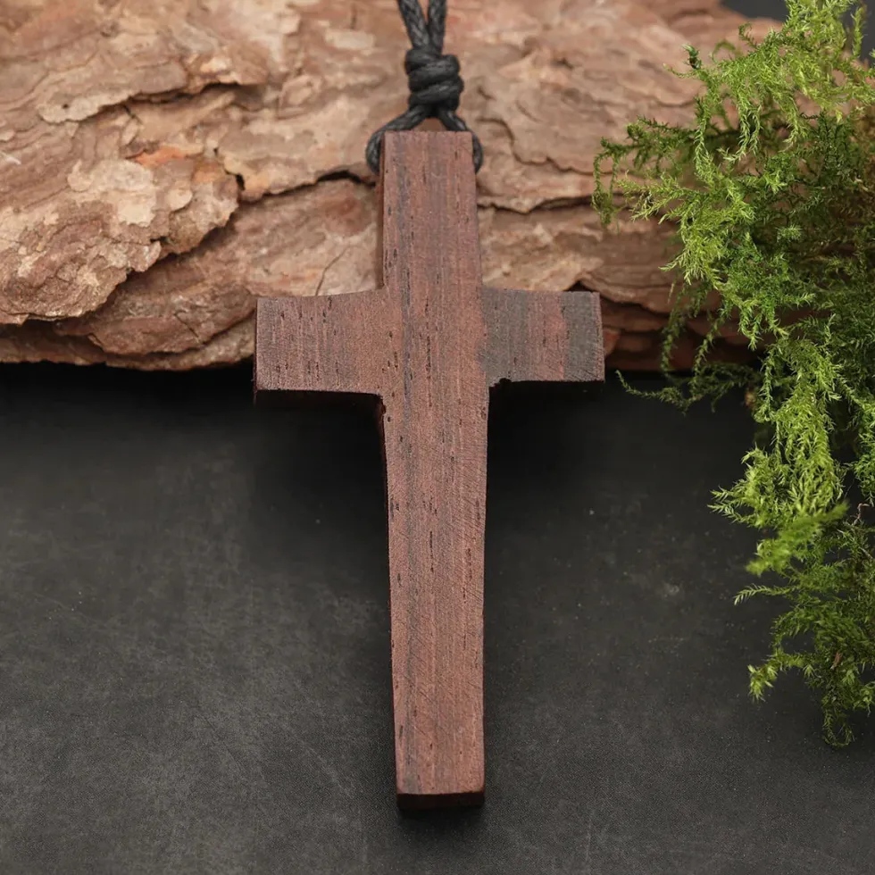 Kreuz Holzschmuck christlicher Schmuck Kettenanhänger