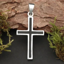 Kreuz mit Onyx Schmuck Kettenanhänger Silber 925