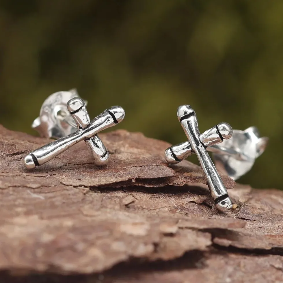 Kreuz Ohrstecker 10mm Sterlingsilber Ohrschmuck