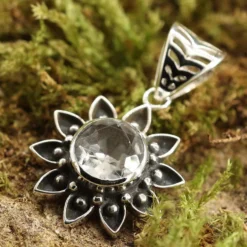 Kristall Anhänger Sonne mit Edelstein Silber Schmuck 925 Silber