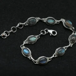 Labradorit Edelstein Armband 925 Silber zart gefasst edler Armschmuck