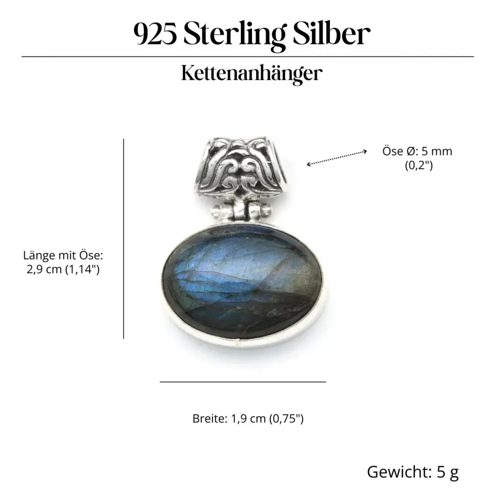 Labradorit Schmuck Anhänger 925 Silber edel gefasst handgeschmiedet
