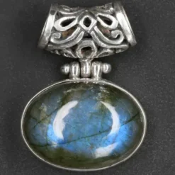 Labradorit Schmuck Anhänger 925 Silber edel gefasst handgeschmiedet