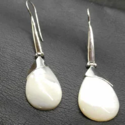 Lange Ohrhänger 925 Silber mit Perlmutt Anhänger schlicht