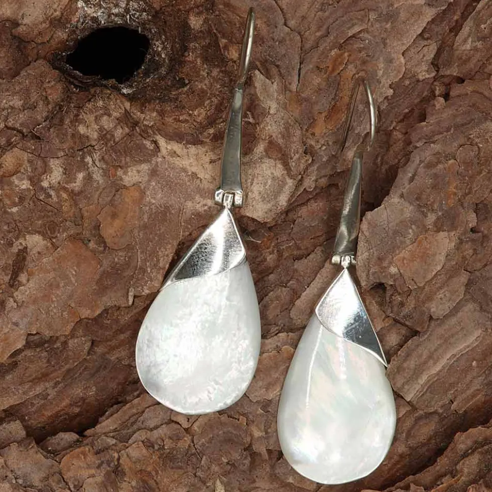 Lange Ohrhänger 925 Silber mit Perlmutt Anhänger schlicht