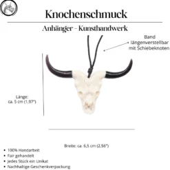 Langhorn Büffel Schädel Schmuck Horn Knochen Anhänger