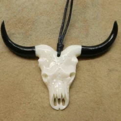 Langhorn Büffel Schädel Schmuck Horn Knochen Anhänger