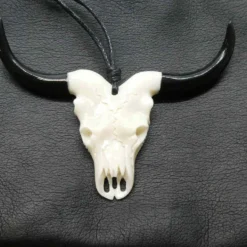 Langhorn Büffel Schädel Schmuck Horn Knochen Anhänger