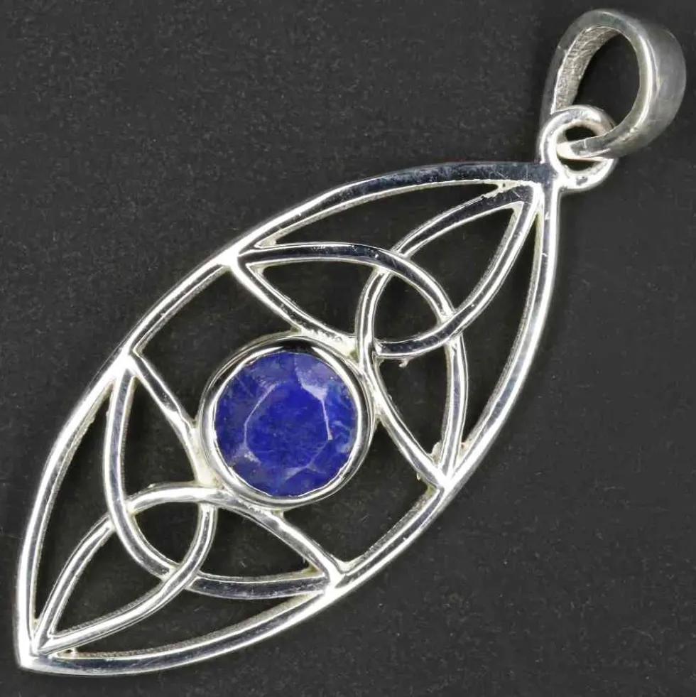 Lapislazuli Edelstein keltischer 925 Silberschmuck Anhänger