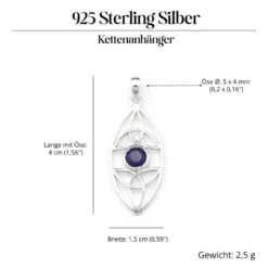 Lapislazuli Edelstein keltischer 925 Silberschmuck Anhänger