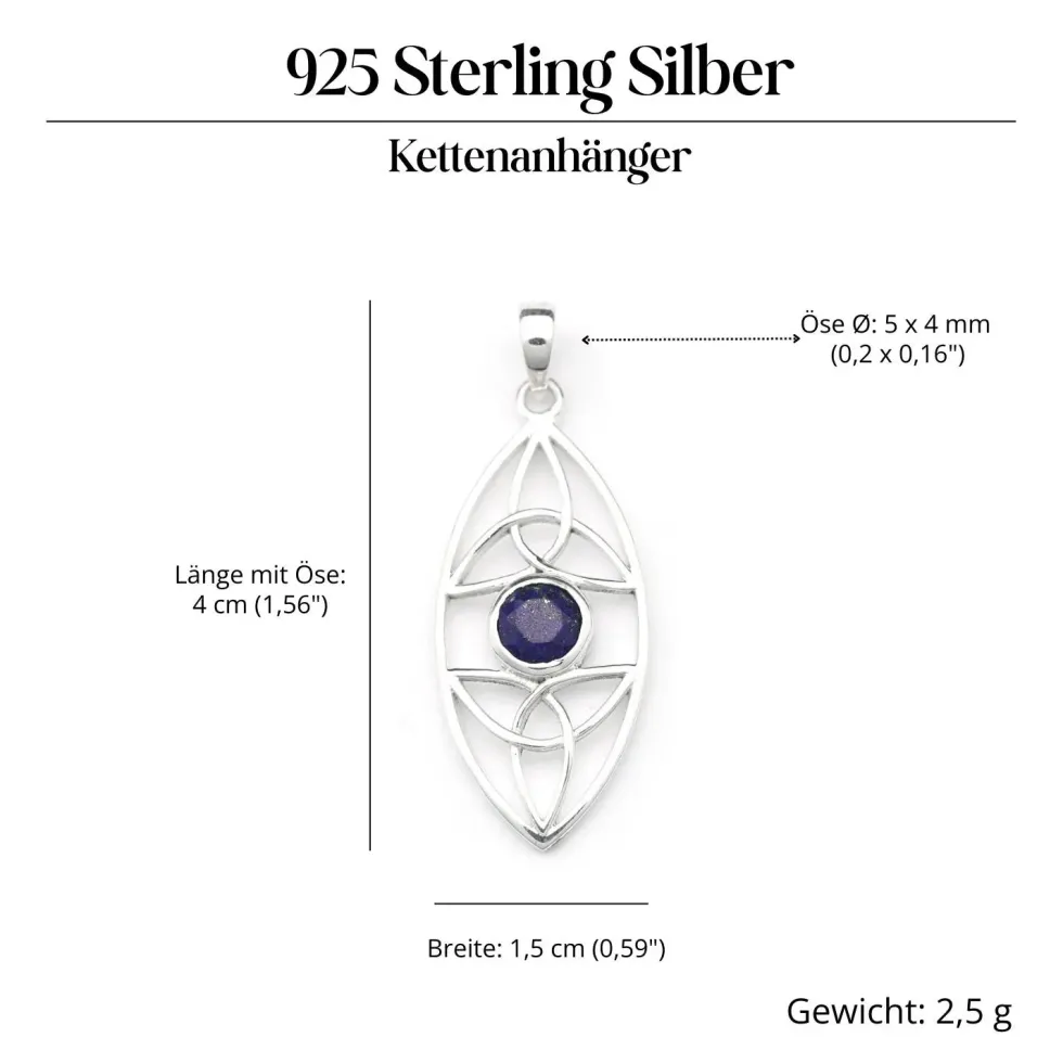 Lapislazuli Edelstein keltischer 925 Silberschmuck Anhänger