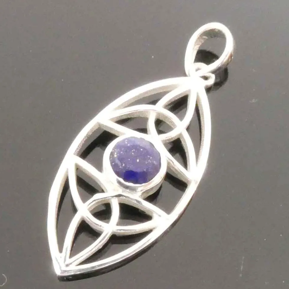 Lapislazuli Edelstein keltischer 925 Silberschmuck Anhänger