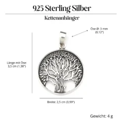 Lebensbaum Anhänger Schmuck Anhänger 925 Silber