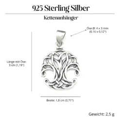 Lebensbaum Kettenanhänger Kelten Knoten Silber 925/000