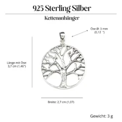 Lebensbaum Schmuck Ø 2,7cm Kettenanhänger 925 Silber
