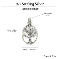 Lebensbaum Schmuck Kettenanhänger 925 Silber