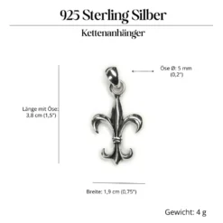 Lilie Fleur de Lys 925 Silber Kettenanhänger