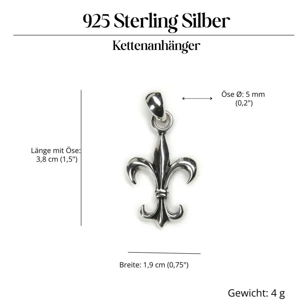 Lilie Fleur de Lys 925 Silber Kettenanhänger