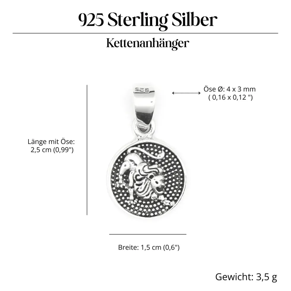 Löwe Schmuck Astrologie Sternzeichen 925 Silber Anhänger Schmuck