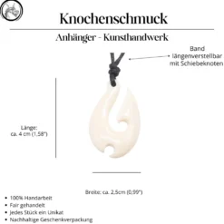 Maori Hei Matau 4cm Knochenschmuck Kettenanhänger