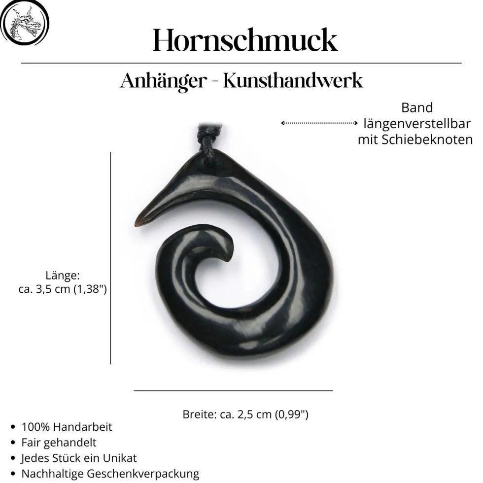 Maori Kiwispirale Hornschmuck Kette Anhänger