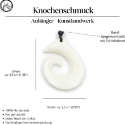 Maori Kiwispirale Schmuck aus Knochen Kette