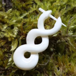 Maori Ohrring Triple Ohrschmuck Hänger 4cm Knochen (Paar)