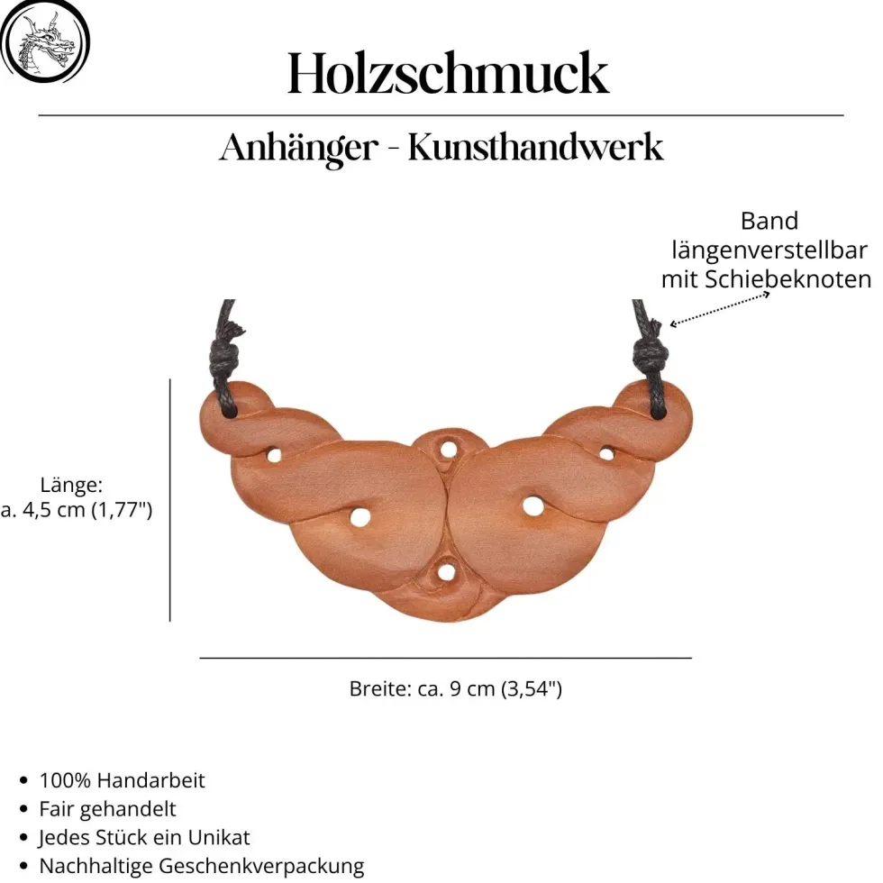 Maori Schmuck Holz Collier Kette Handarbeit