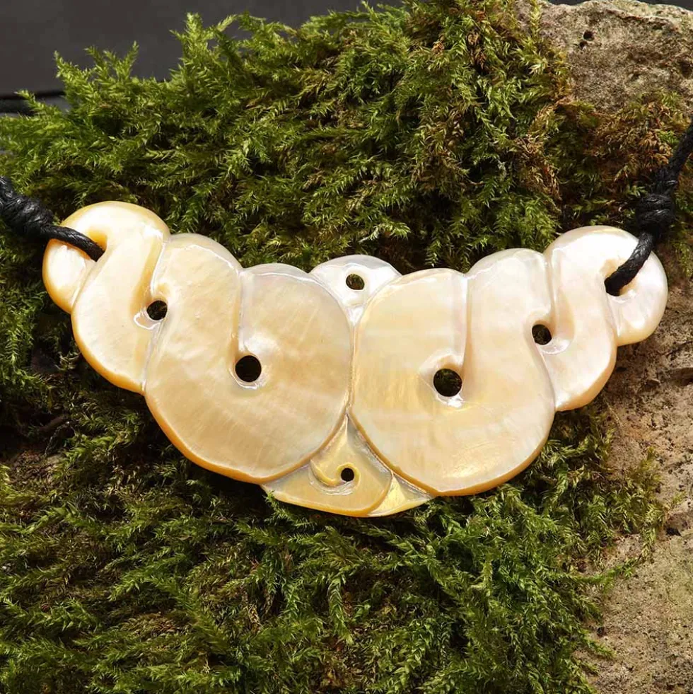 Maori Schmuck Perlmutt Collier Kette Handarbeit