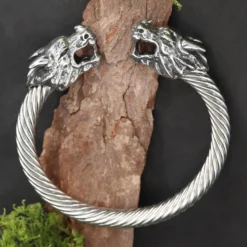 Massiver Drachen Edelstahl Armreif Gedreht