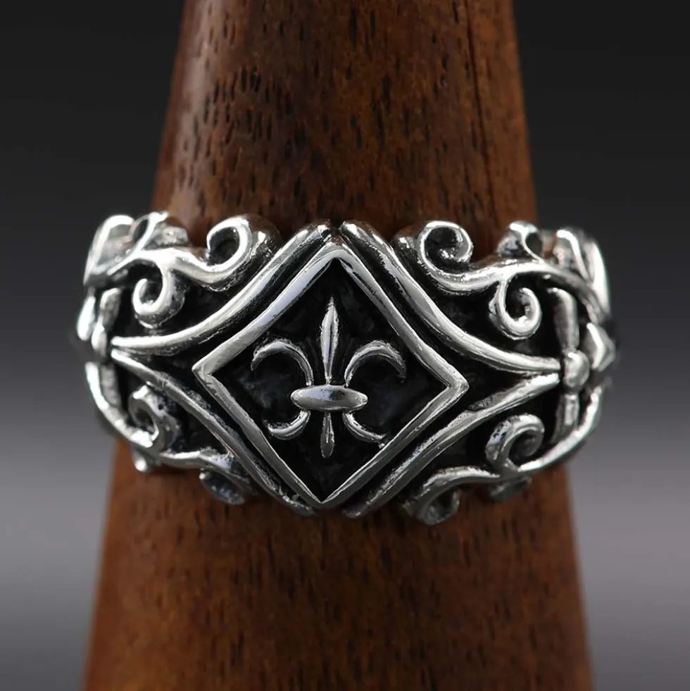 massiver Ring Mittelalter Lilie Schmuck 925 Silber Keltisch