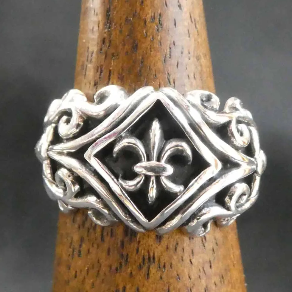 massiver Ring Mittelalter Lilie Schmuck 925 Silber Keltisch