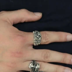 massiver Ring Mittelalter Lilie Schmuck 925 Silber Keltisch