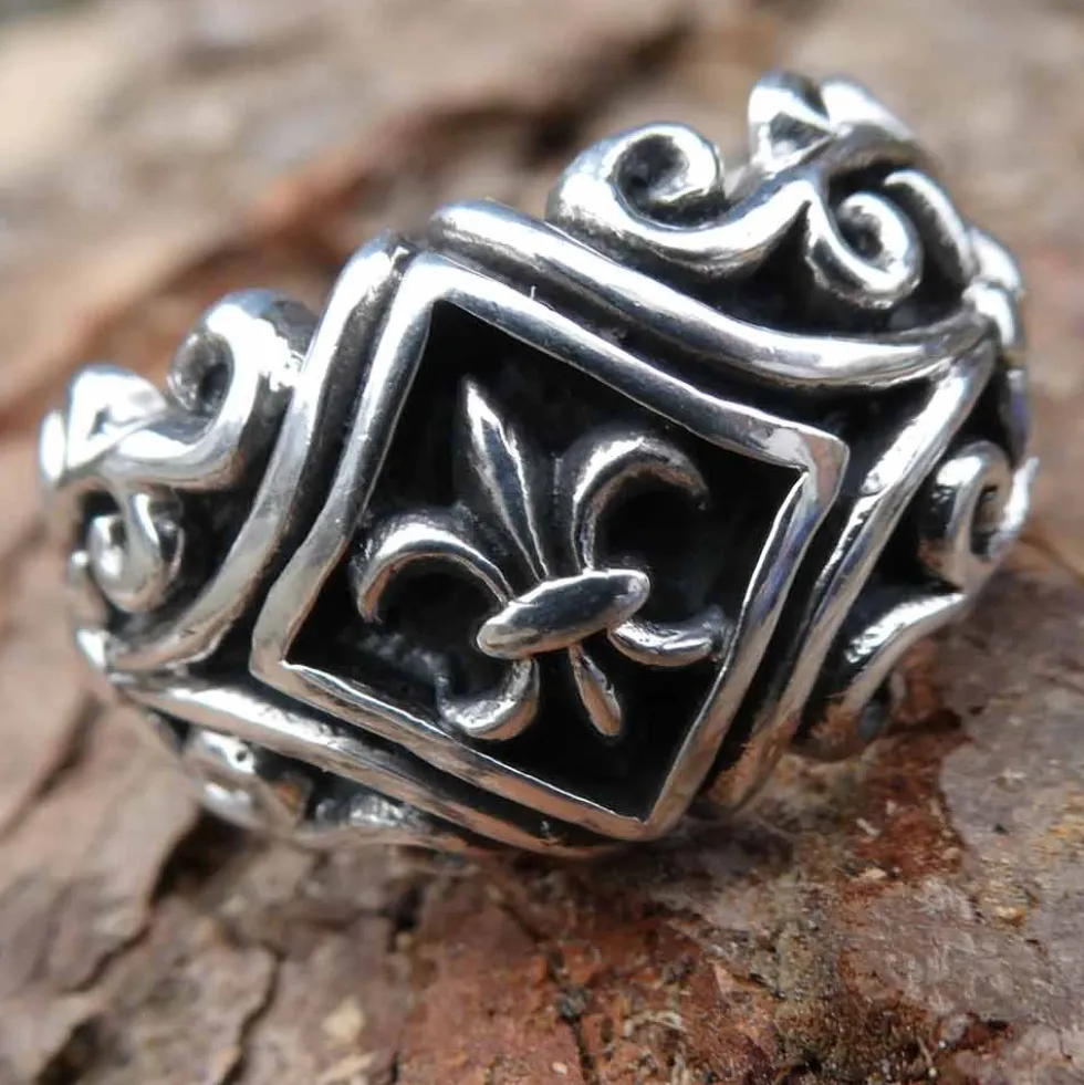 massiver Ring Mittelalter Lilie Schmuck 925 Silber Keltisch
