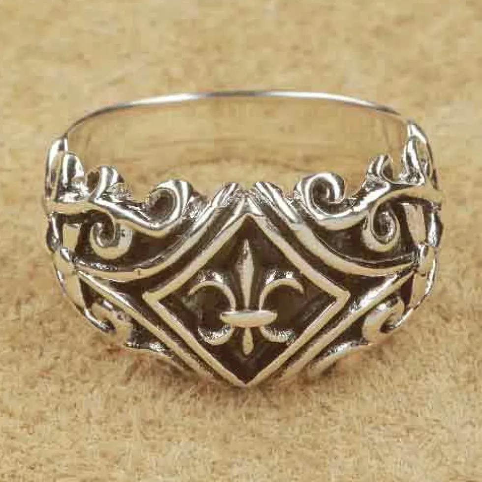 massiver Ring Mittelalter Lilie Schmuck 925 Silber Keltisch