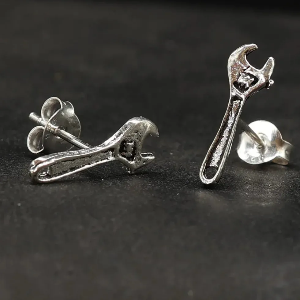 Maulschlüssel Ohrstecker 925 Silber Ohrschmuck