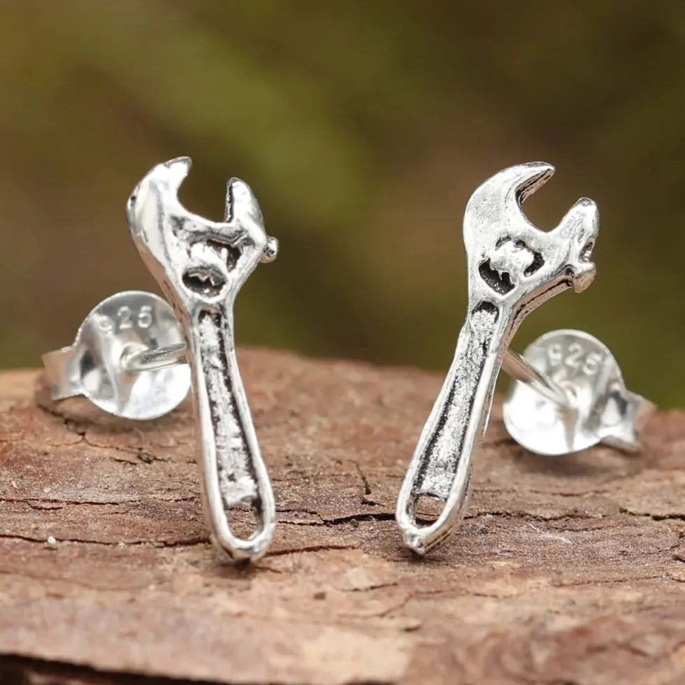 Maulschlüssel Ohrstecker 925 Silber Ohrschmuck