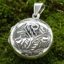 Medaillon Rund fein verziert Schmuck aus edlem 925 Silber