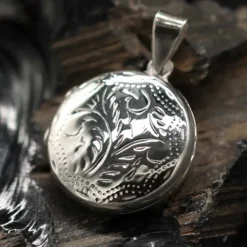 Medaillon Rund fein verziert Schmuck aus edlem 925 Silber