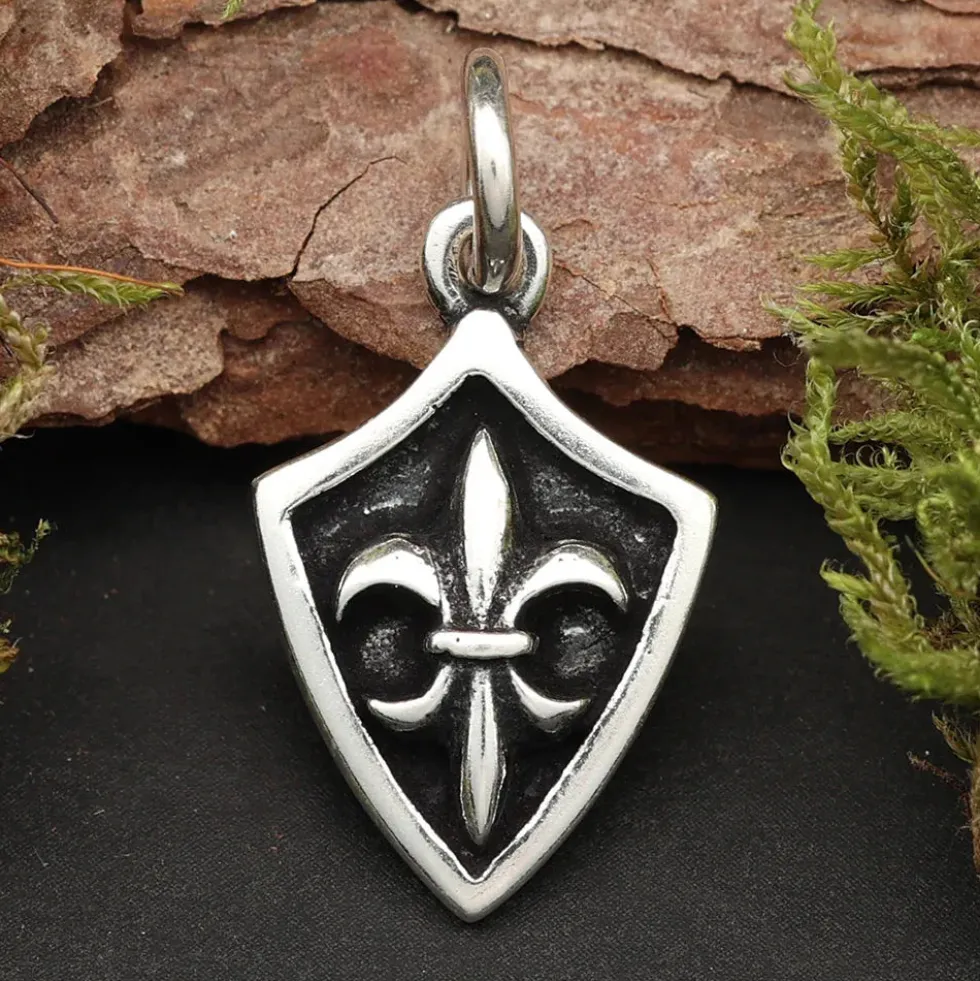 Mittelalterlilie Anhänger Fleur de Lys Schmuck Silber 925