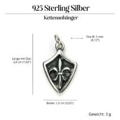 Mittelalterlilie Anhänger Fleur de Lys Schmuck Silber 925