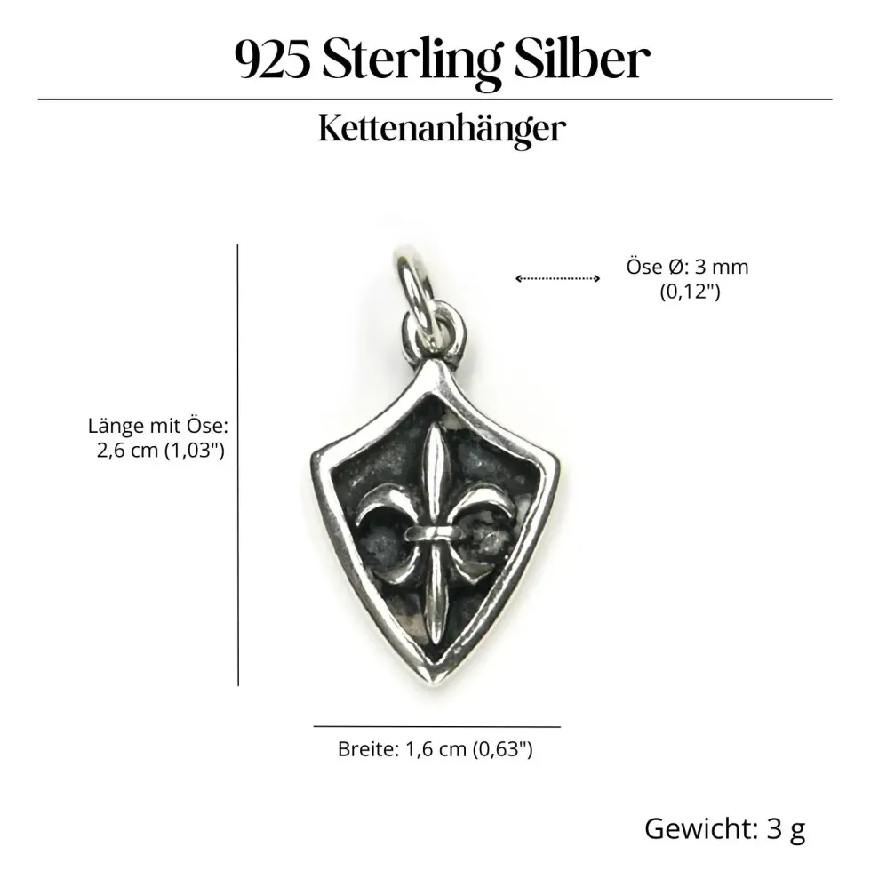 Mittelalterlilie Anhänger Fleur de Lys Schmuck Silber 925